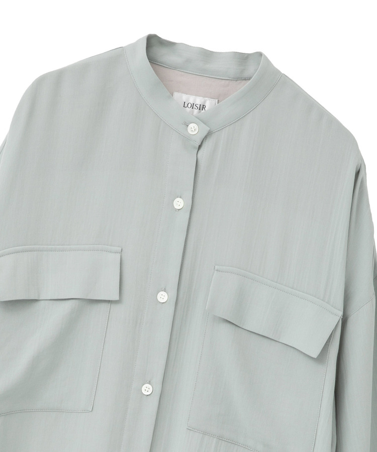 コットン強撚サテンチュニックシャツ 詳細画像