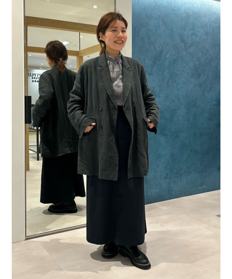 綿麻スラブサテンロングスカート 詳細画像