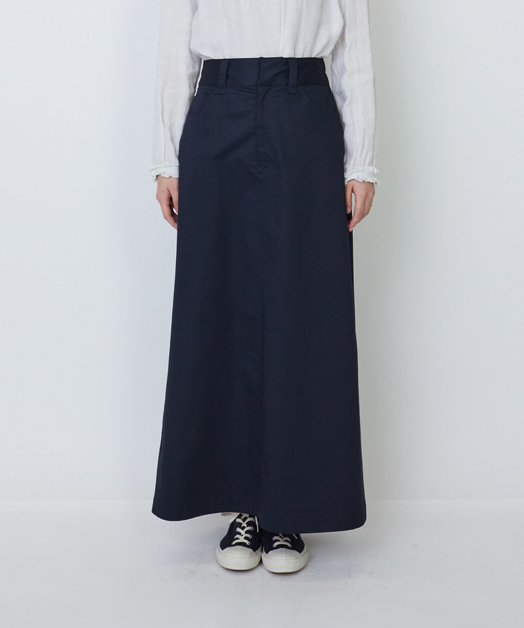 綿麻スラブサテンロングスカート 詳細画像