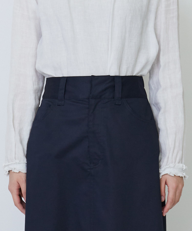 綿麻スラブサテンロングスカート 詳細画像