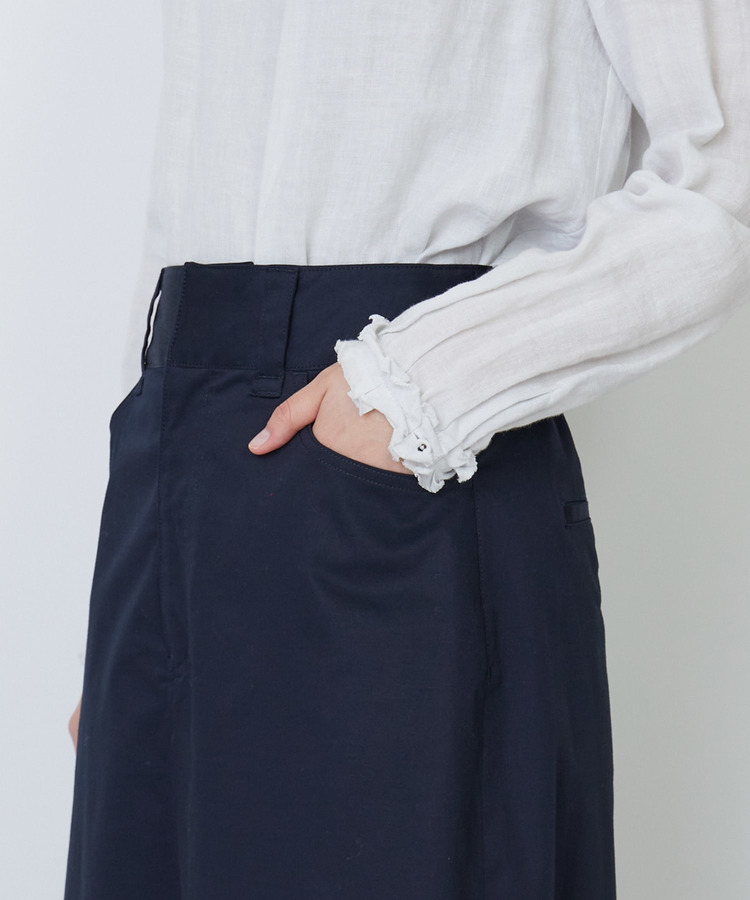 綿麻スラブサテンロングスカート 詳細画像