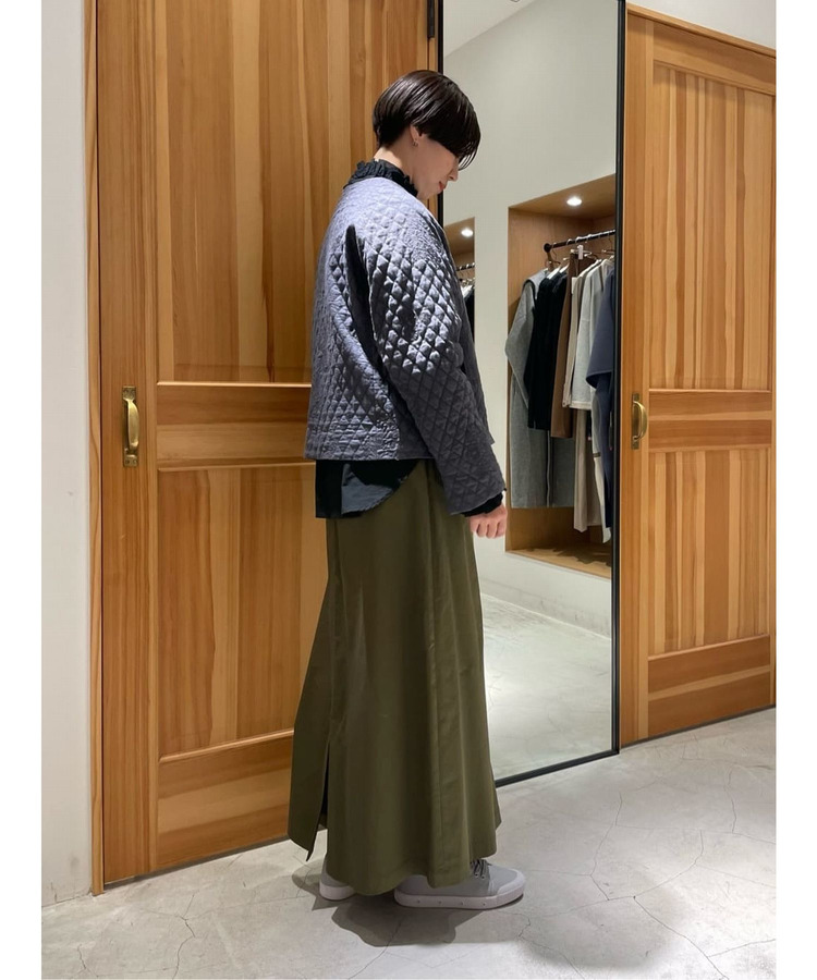 綿麻スラブサテンロングスカート 詳細画像