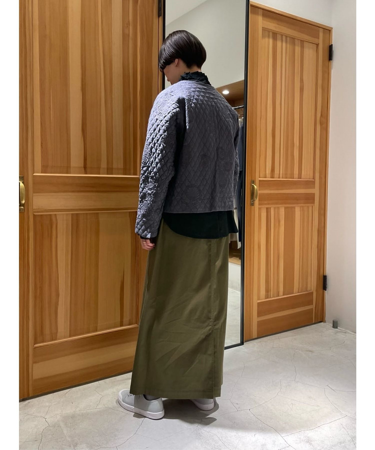 綿麻スラブサテンロングスカート 詳細画像
