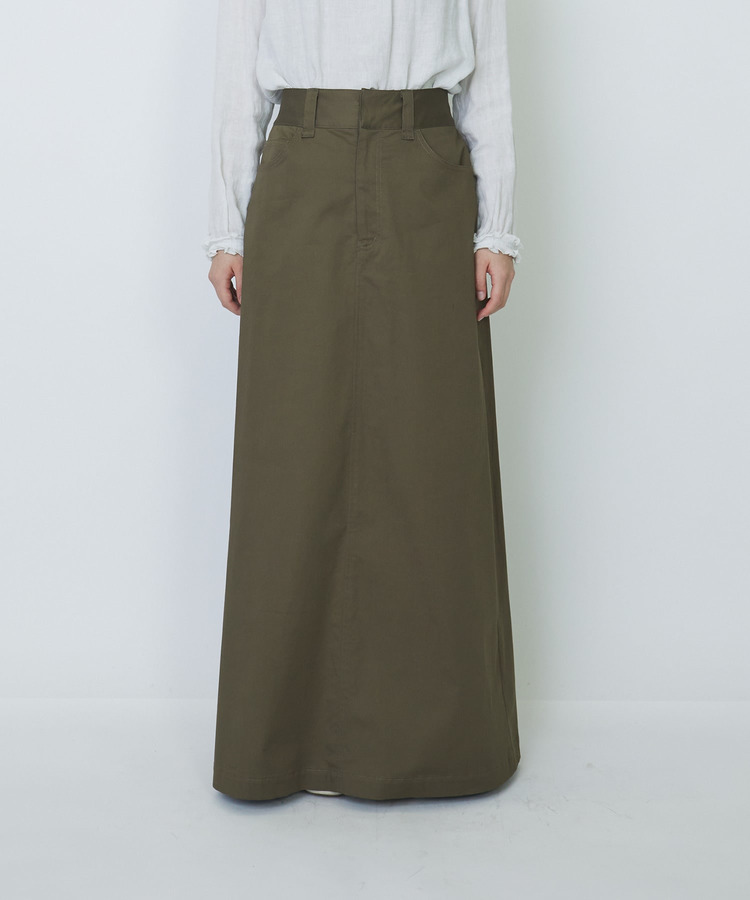 綿麻スラブサテンロングスカート 詳細画像