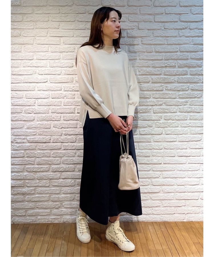 綿麻スラブサテンロングスカート 詳細画像