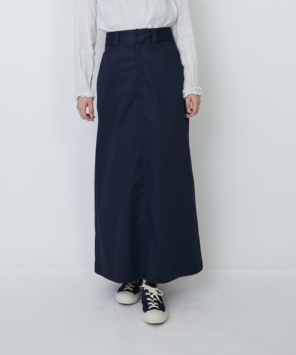 綿麻スラブサテンロングスカート 詳細画像 ネイビー