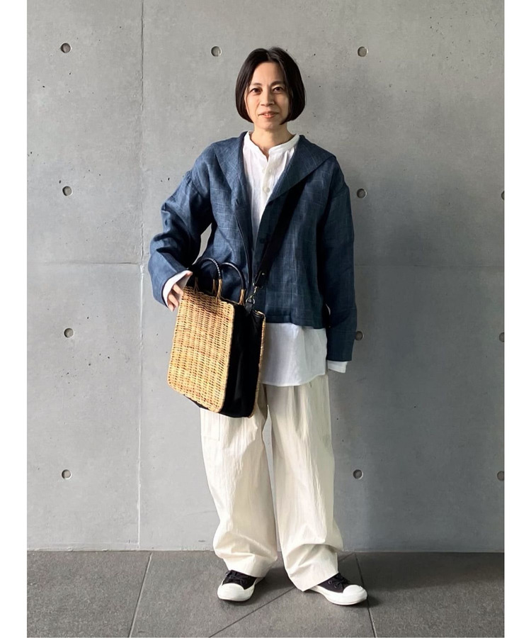 リネンガーゼチェックセーラーカラーライトジャケット 詳細画像