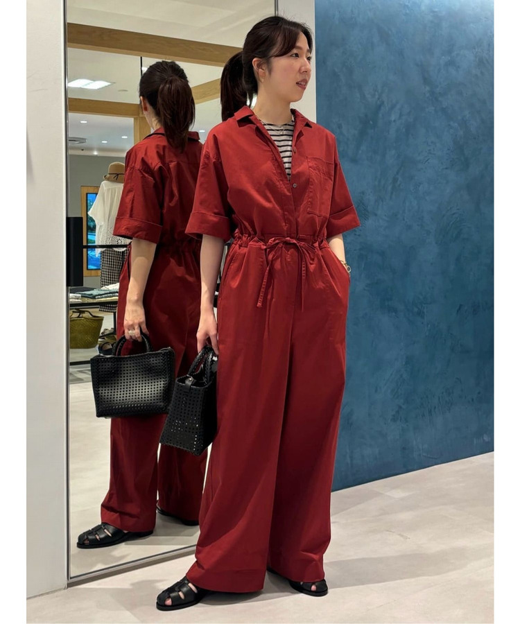 コットンリネンスラブサテンオールインワン 詳細画像