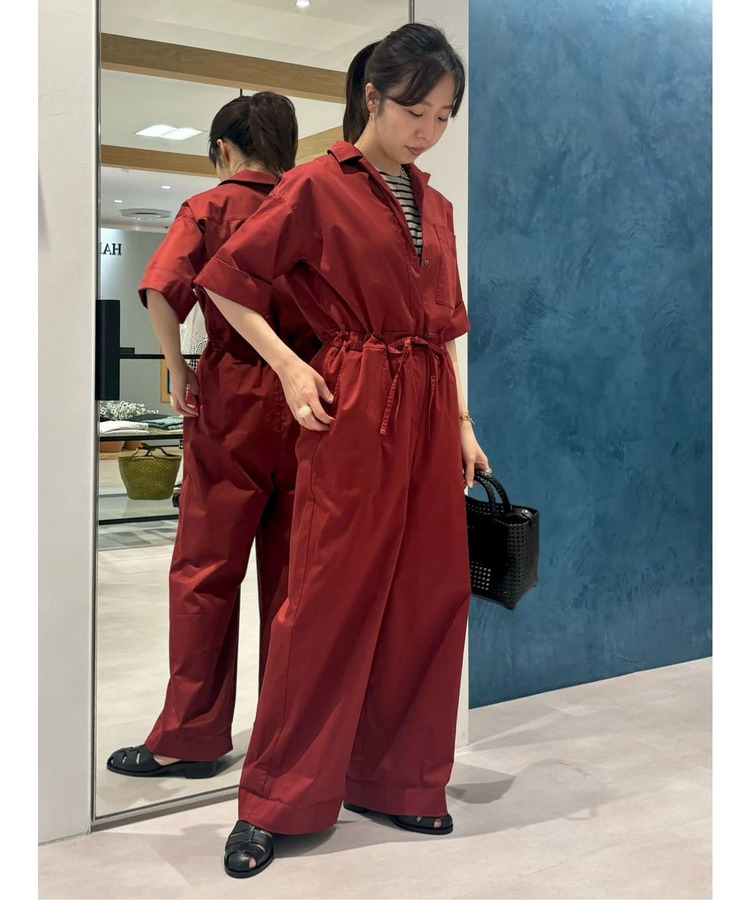 コットンリネンスラブサテンオールインワン 詳細画像