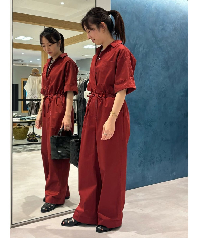 コットンリネンスラブサテンオールインワン 詳細画像