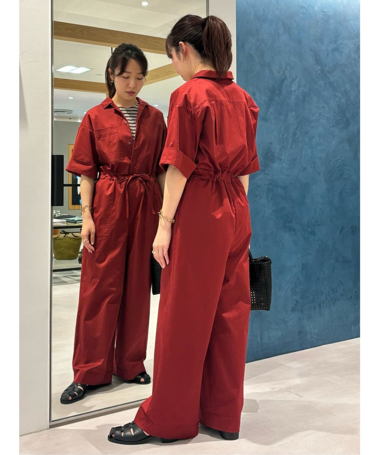 コットンリネンスラブサテンオールインワン 詳細画像