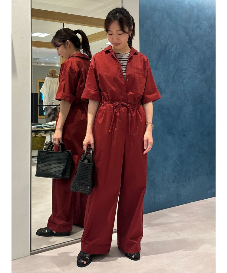 コットンリネンスラブサテンオールインワン 詳細画像 ローズ