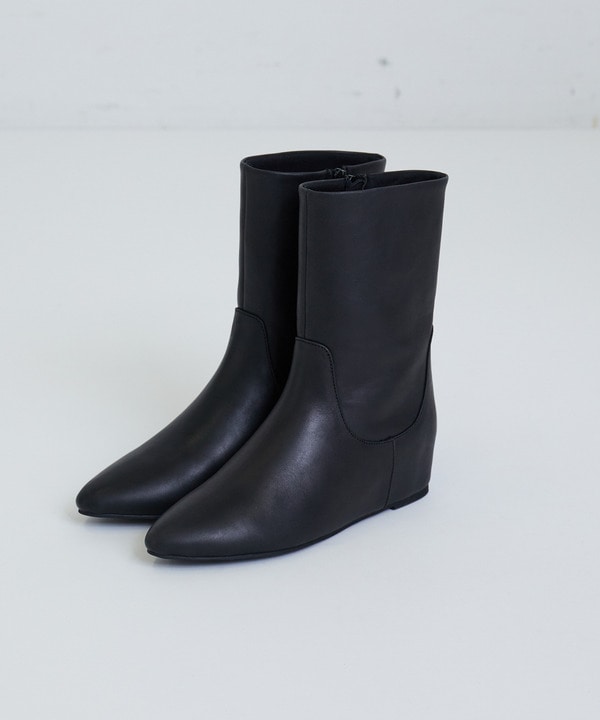 レザーミドルブーツ 詳細画像 ブラック