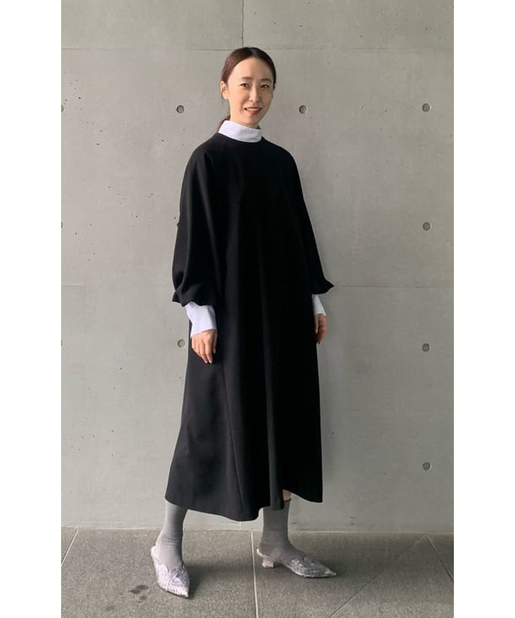 コットンピンストライプハイネックブラウス 詳細画像