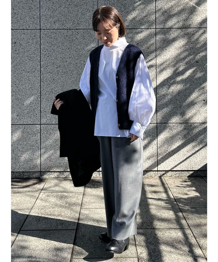 コットンピンストライプハイネックブラウス 詳細画像 ストライプ