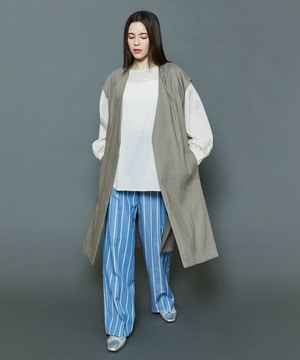 [MOGA Collection]ハイパーストレッチリネンロングジレ