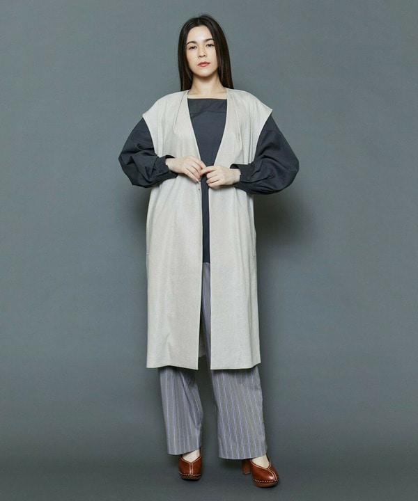 [MOGA Collection]ハイパーストレッチリネンロングジレ 詳細画像