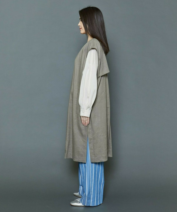 [MOGA Collection]ハイパーストレッチリネンロングジレ 詳細画像