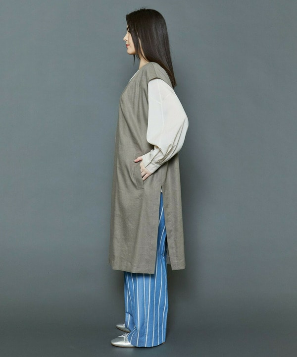 [MOGA Collection]ハイパーストレッチリネンロングジレ 詳細画像