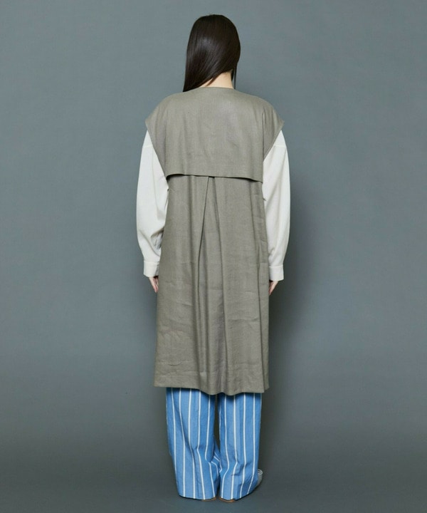 [MOGA Collection]ハイパーストレッチリネンロングジレ 詳細画像