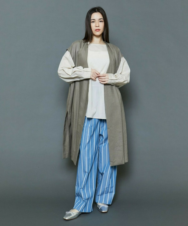 [MOGA Collection]ハイパーストレッチリネンロングジレ 詳細画像