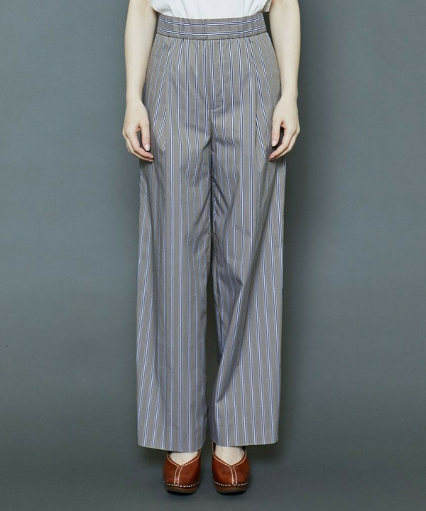 [MOGA Collection]綿ナイロンストライプワイドパンツ 詳細画像