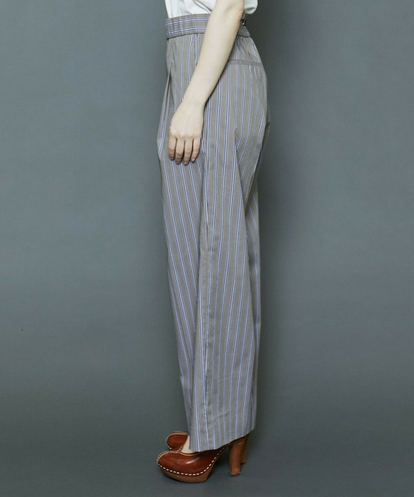 [MOGA Collection]綿ナイロンストライプワイドパンツ 詳細画像