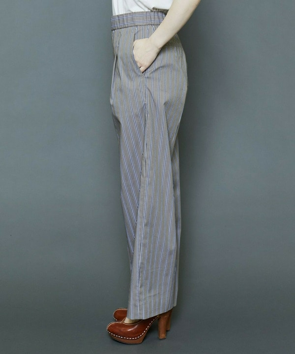 [MOGA Collection]綿ナイロンストライプワイドパンツ 詳細画像