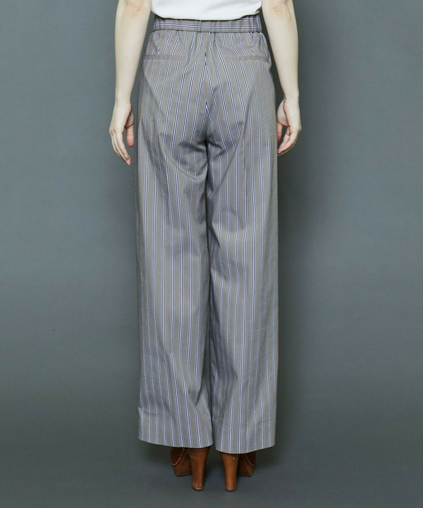 [MOGA Collection]綿ナイロンストライプワイドパンツ 詳細画像