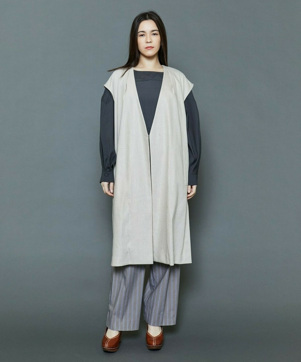 [MOGA Collection]綿ナイロンストライプワイドパンツ 詳細画像