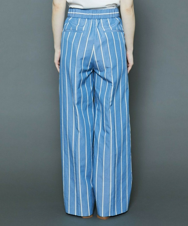 [MOGA Collection]ソフトリネンストライプワイドパンツ 詳細画像