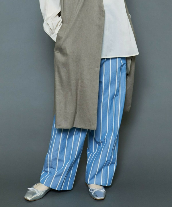 [MOGA Collection]ソフトリネンストライプワイドパンツ 詳細画像 ストライプ