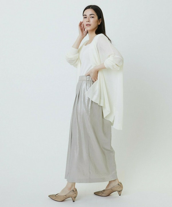 Li/R箔プリントタックIラインスカート 詳細画像