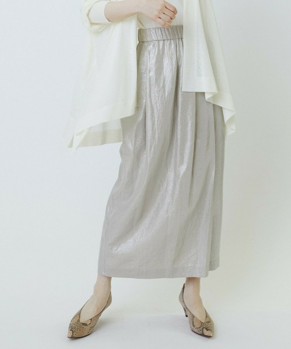 Li/R箔プリントタックIラインスカート 詳細画像 シルバー