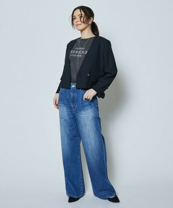 麻調メッシュノーカラーショートジャケット 詳細画像