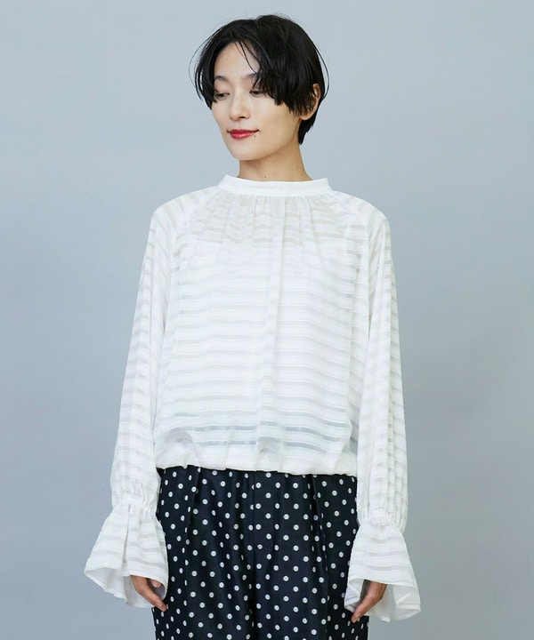 シルクボーダーつっきりブラウス 詳細画像