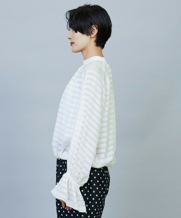 シルクボーダーつっきりブラウス 詳細画像