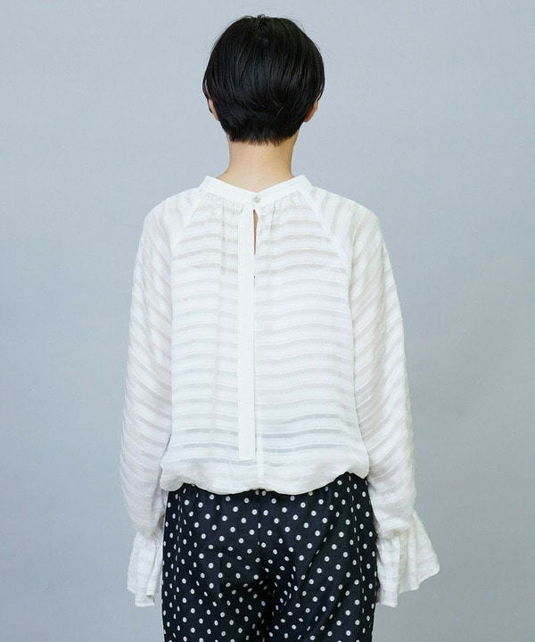 シルクボーダーつっきりブラウス 詳細画像