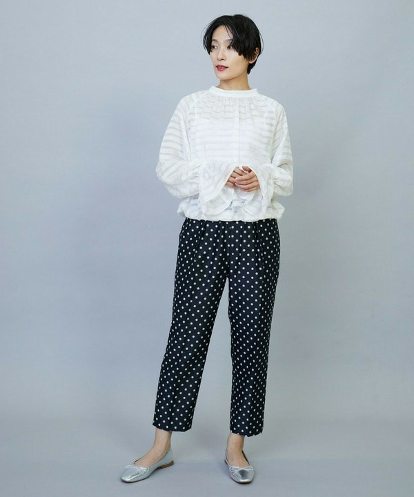 シルクボーダーつっきりブラウス 詳細画像