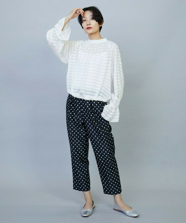 シルクボーダーつっきりブラウス 詳細画像