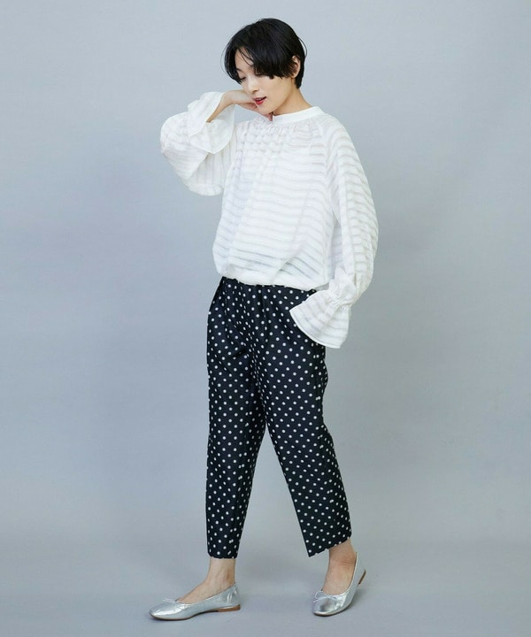 シルクボーダーつっきりブラウス 詳細画像