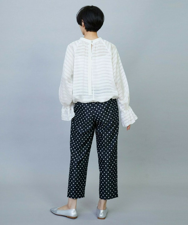 シルクボーダーつっきりブラウス 詳細画像