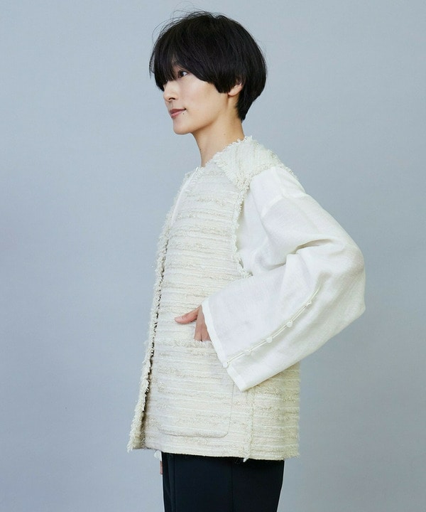 リングウールラメツイードジレ 詳細画像