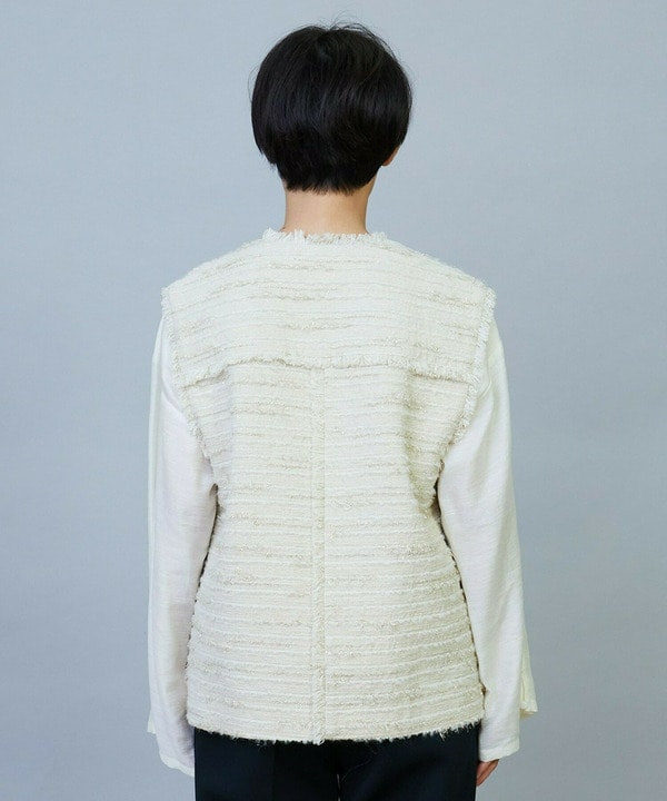 リングウールラメツイードジレ 詳細画像