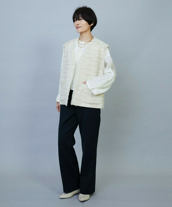 リングウールラメツイードジレ 詳細画像