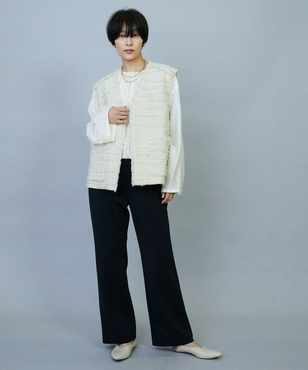 リングウールラメツイードジレ 詳細画像