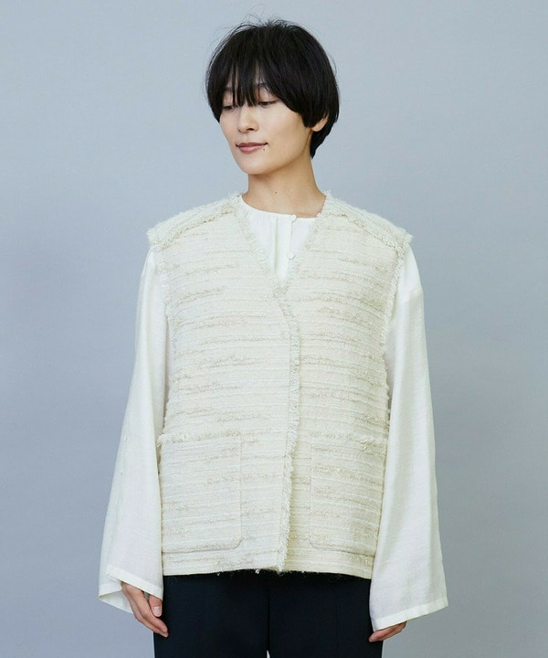 リングウールラメツイードジレ 詳細画像