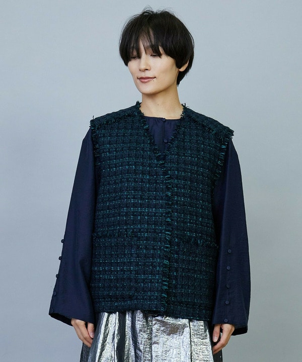 ファンシーラメツイードジレ 詳細画像