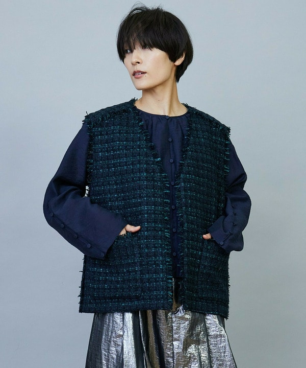 ファンシーラメツイードジレ 詳細画像 ネイビー