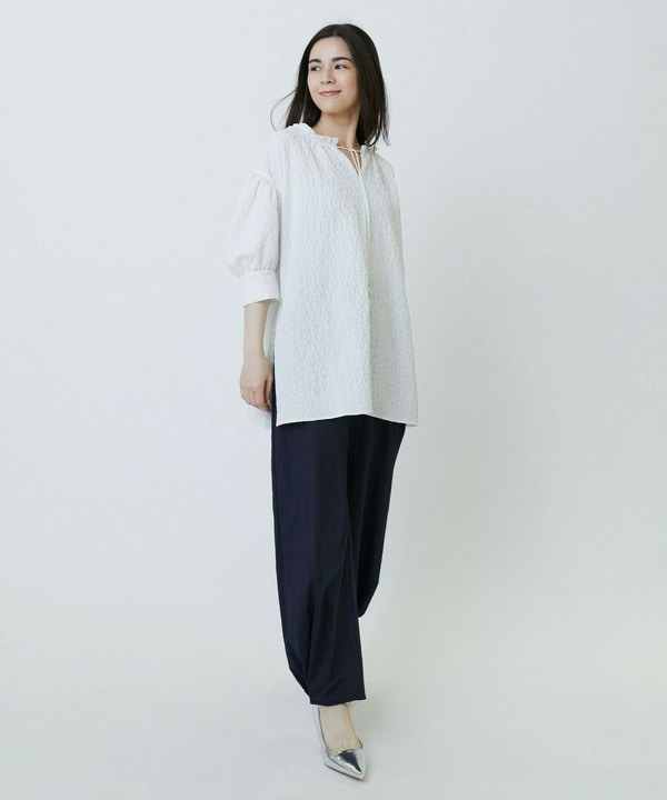 ピンストライプストレッチベイカーパンツ 詳細画像